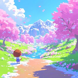 桃林插画