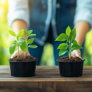 手托小植物