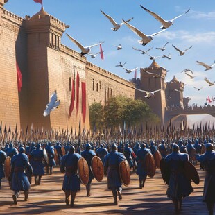 万箭齐射城门场景