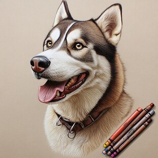 狗狗写实插画