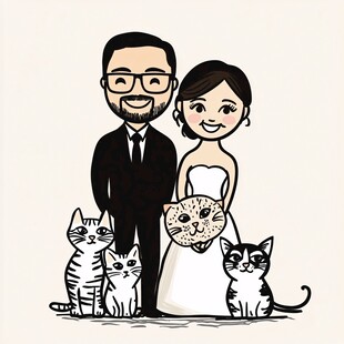 卡通猫婚礼