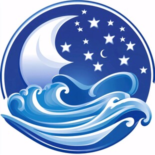 月亮星星海浪logo