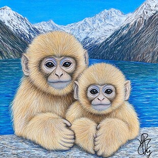 猴子油画