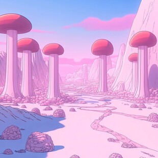 粉色奇幻超现实景观