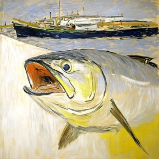 钓鱼油画