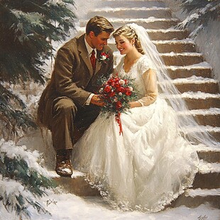 油画浪漫婚礼