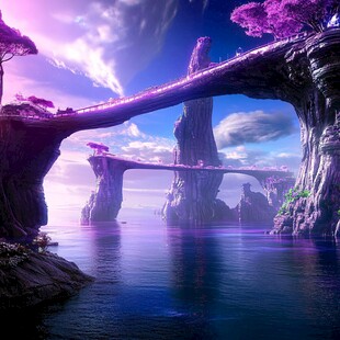 粉红色的外星洞穴和河流