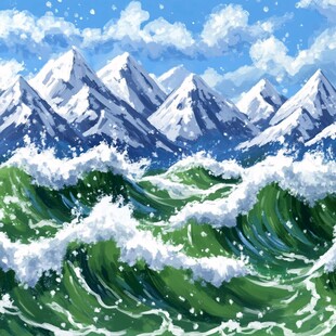 波涛海浪插画