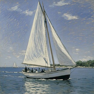 扬帆踏浪油画