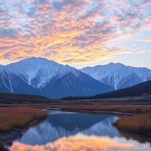 暖调山水风景