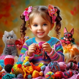 拿玩具的小女孩