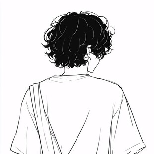 男生头像黑白稿