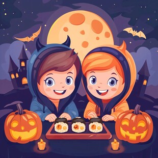 万圣节儿童插画