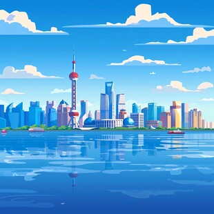 华东地区城市建筑插画