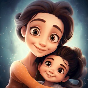 卡通母女头像