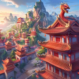 宏大寺庙场景