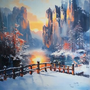 雪景油画