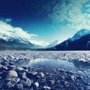 雪山河水