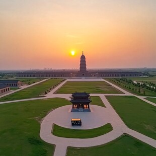 晚霞下的尼山圣境