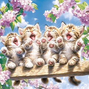 手绘猫眯装饰画