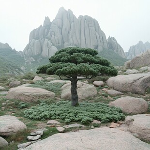 迎客松植被绿色树木