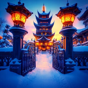 滕王阁雪景背景