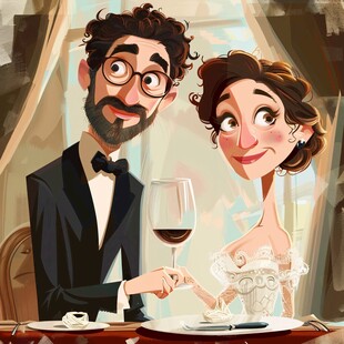 卡通西式婚庆人物