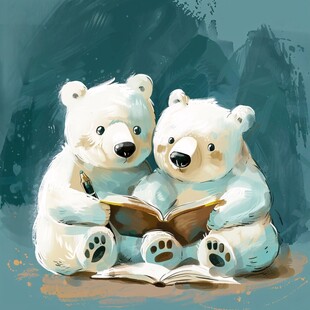 两只小熊插画