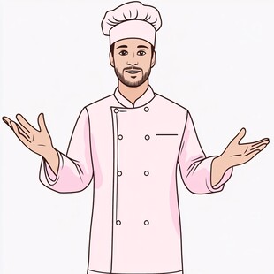 年轻男厨师端饺子头像