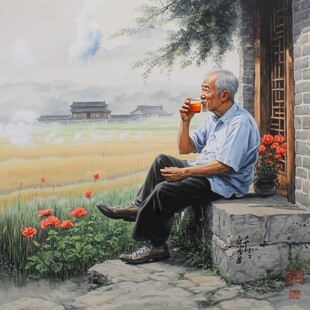 乡村手绘油画