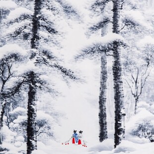 仕女赏雪图