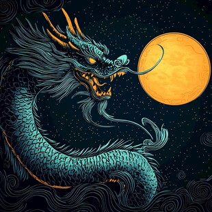 龙望月图