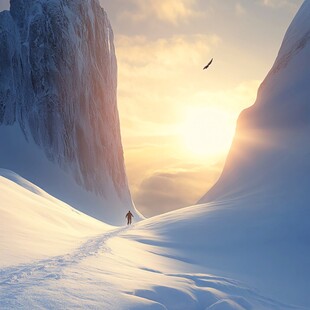 冬季户外登山雪景