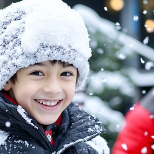 下雪小男孩