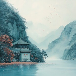 禅意油画山水