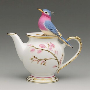 19世纪镀金麻雀花瓶