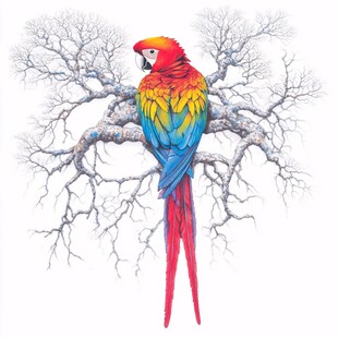 彩色鹦鹉插画