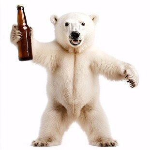 手绘喝啤酒的熊猫
