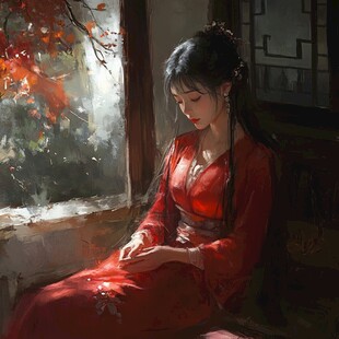 红衣少女设计古风