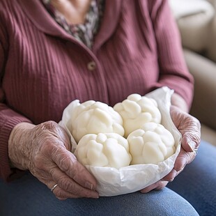 手拿馒头主食