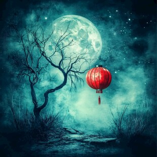 红灯笼满月