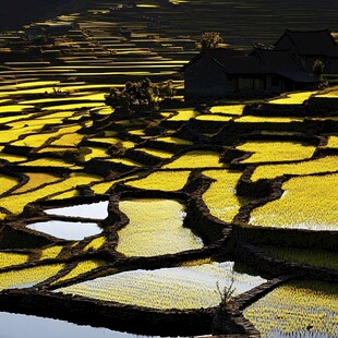 阳光下梯田
