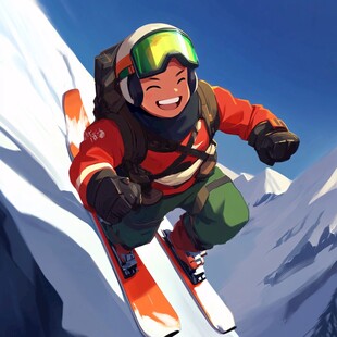 插画滑雪