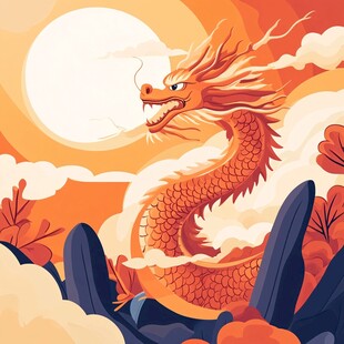 龙年扁平风插画