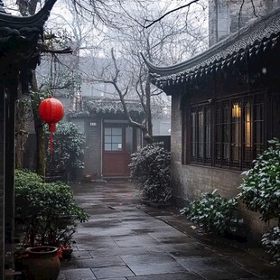 雨中四合院