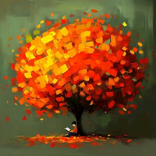 银杏树抽象画