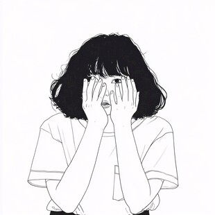 女生头像黑白稿