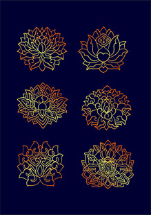 矢量烫金色荷花纹