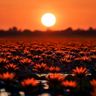 唯美夕阳花海