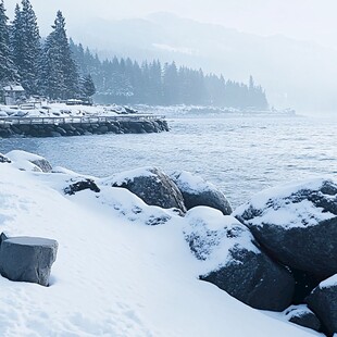 半月湾雪景